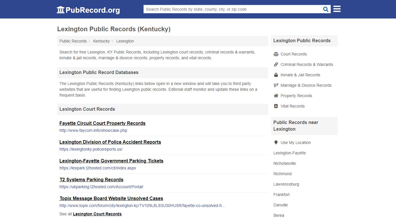 Free Lexington Public Records (Kentucky Public Records)